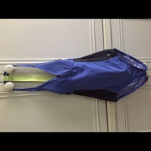 Blue and Black Women's Swimsuit